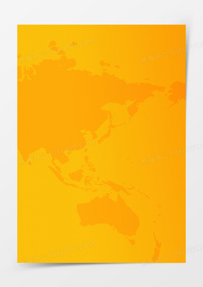 手绘橙黄色全球地图
