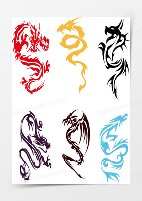矢量龙纹纹身图腾素材彩色