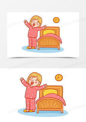 卡通起床图片素材