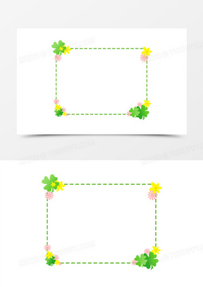 手繪四葉草春天邊框元素