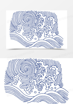 近处大浪花免抠古典水纹素材