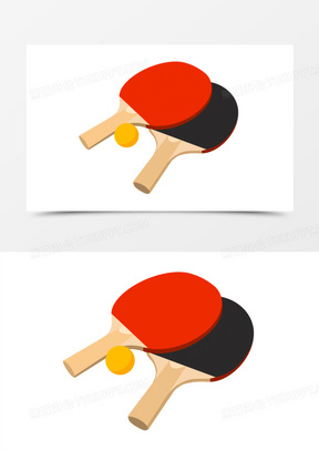 卡通手绘乒乓球拍免抠元素