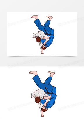 武术220矢量柔道摔跤60漫画摔跤柔道运动员00柔道运动h5界面免抠素材