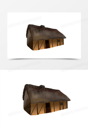 卡通手绘破旧房子免抠元素