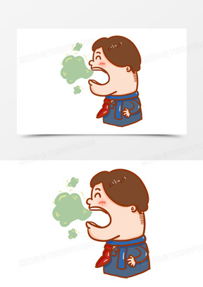 卡通手绘男士口臭元素