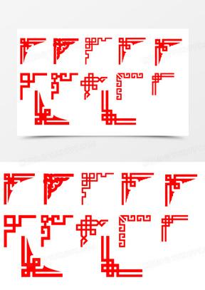传统图案花窗边框80中国传统复古边框160红色方格中国古风边框素材582