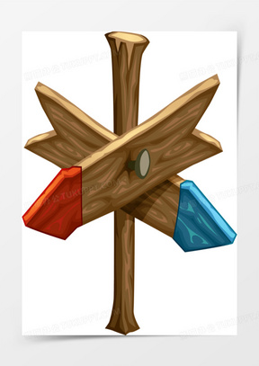 矢量手绘木头路牌