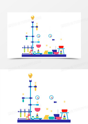 手繪理科實驗器材實驗器皿免摳元素240卡通手繪化學實驗反應實驗過程