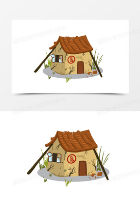 手绘卡通危房免抠元素