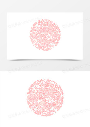 新年龙形圆形剪纸窗花