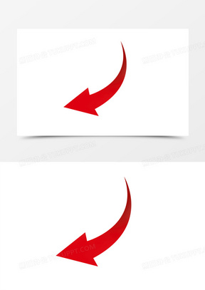 红色渐变下降箭头图标元素