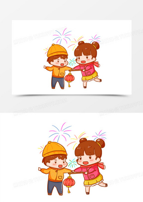 拿灯笼图片素材