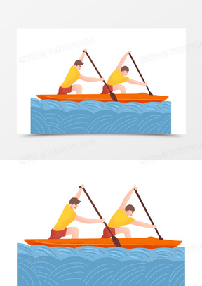 手绘卡通比赛项目划船免抠素材