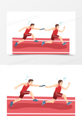手绘卡通接力比赛免抠素材
