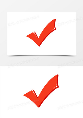 手绘红色矢量对号图标元素