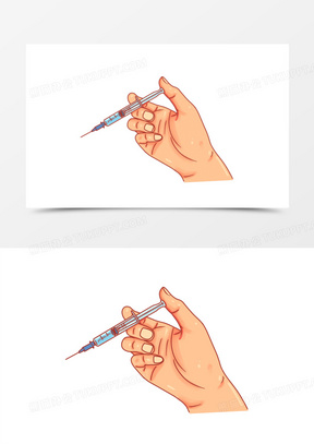 卡通手绘手持针筒免抠素材