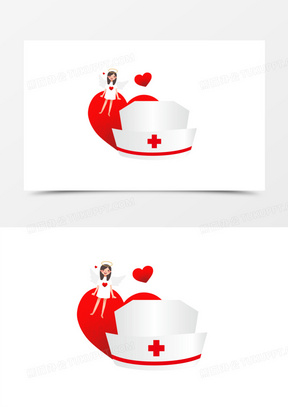 卡通手绘护士和护士帽元素