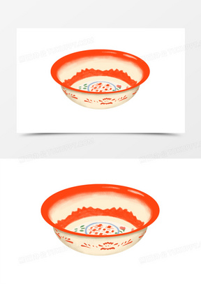 卡通手绘老式怀旧物件洗脸盆免抠元素