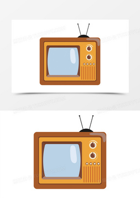 卡通手绘老古董电视机元素