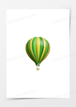 绿色卡通清爽条纹热气球