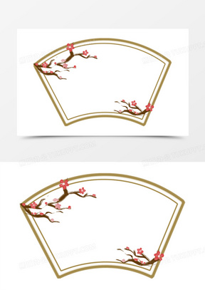 手绘梅花边框免抠元素