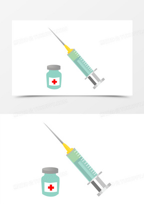 卡通手绘扁平绿色疫苗注射免抠元素