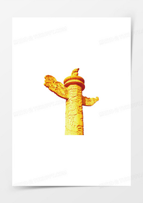 古典建筑金黄色华表柱