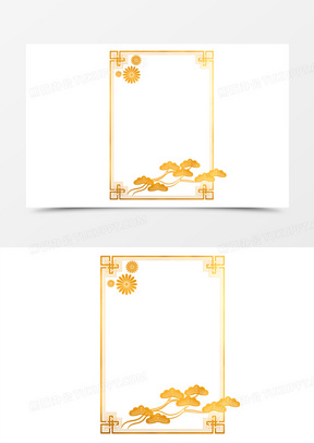 竖版长方形古风文本框边框元素