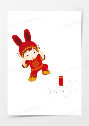 卡通放鞭炮图片素材