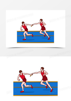 手绘卡通田径接力运动员比赛接力跑免抠元素