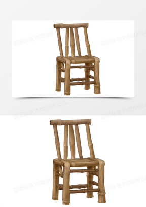 卡通手绘竹椅子老物件元素