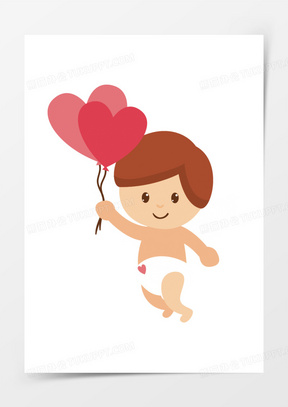 矢量卡通拿气球的小朋友