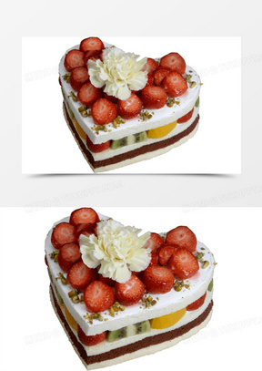 美味水果装扮爱心蛋糕