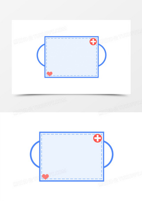 卡通手绘简约口罩医疗边框元素