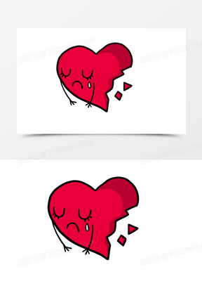 卡通手绘破碎爱心破碎的心免抠元素