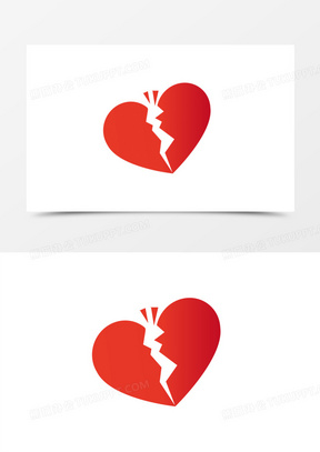 卡通手绘渐变破碎的心免抠素材