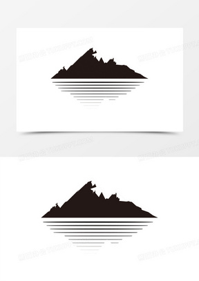 矢量山峰倒影图标元素