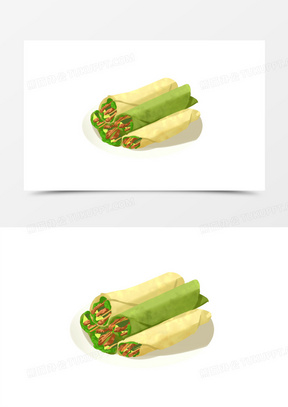 手绘春饼插画元素