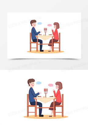 卡通手绘面对面相亲场景元素