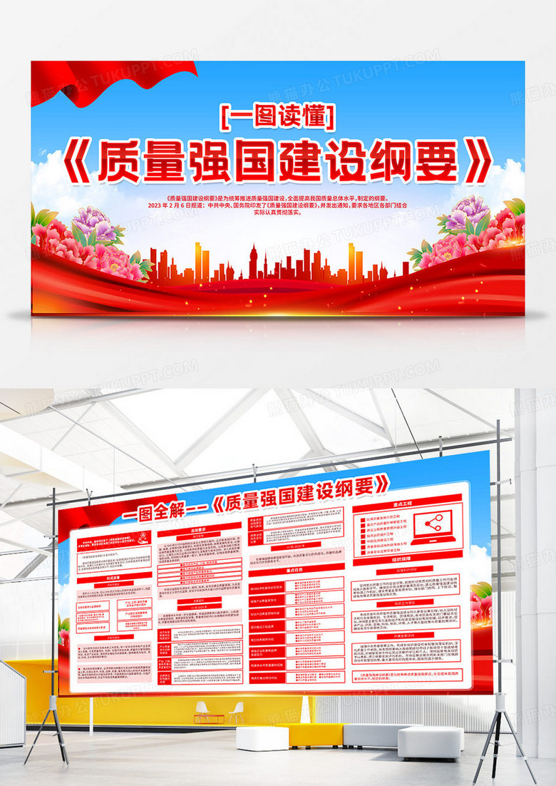 图解学习质量强国建设纲要全国质量月双面展板