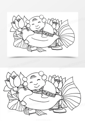 微笑的年画娃娃简笔画