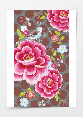 喜鹊刺绣花纹纹理