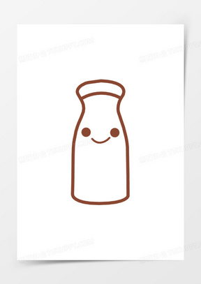 手绘棕色可爱卡通小瓶子