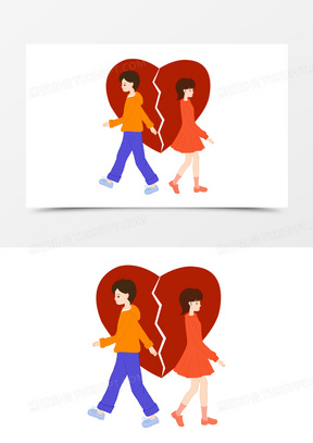 吵架场景元素700小情侣争吵元素插画640夫妻感情破裂人物元素780手绘