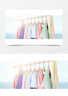 彩色短袖衣架海报背景