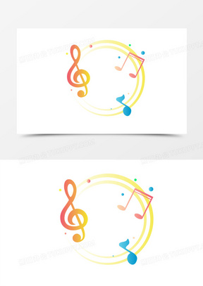 手绘渐变环形音乐符号装饰素材