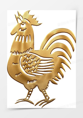 金色剪纸大公鸡高清免抠素材