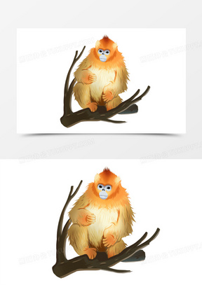 卡通手绘金丝猴免抠元素