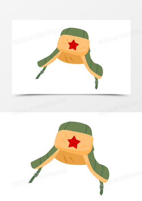 卡通手绘黄色护耳雷锋帽免抠元素