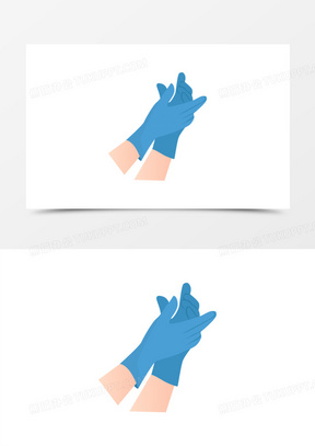 卡通手绘戴手套个人防疫免抠元素